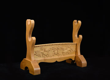 Brown Double Kirin Solid Wood 2 Tier Katana Stand